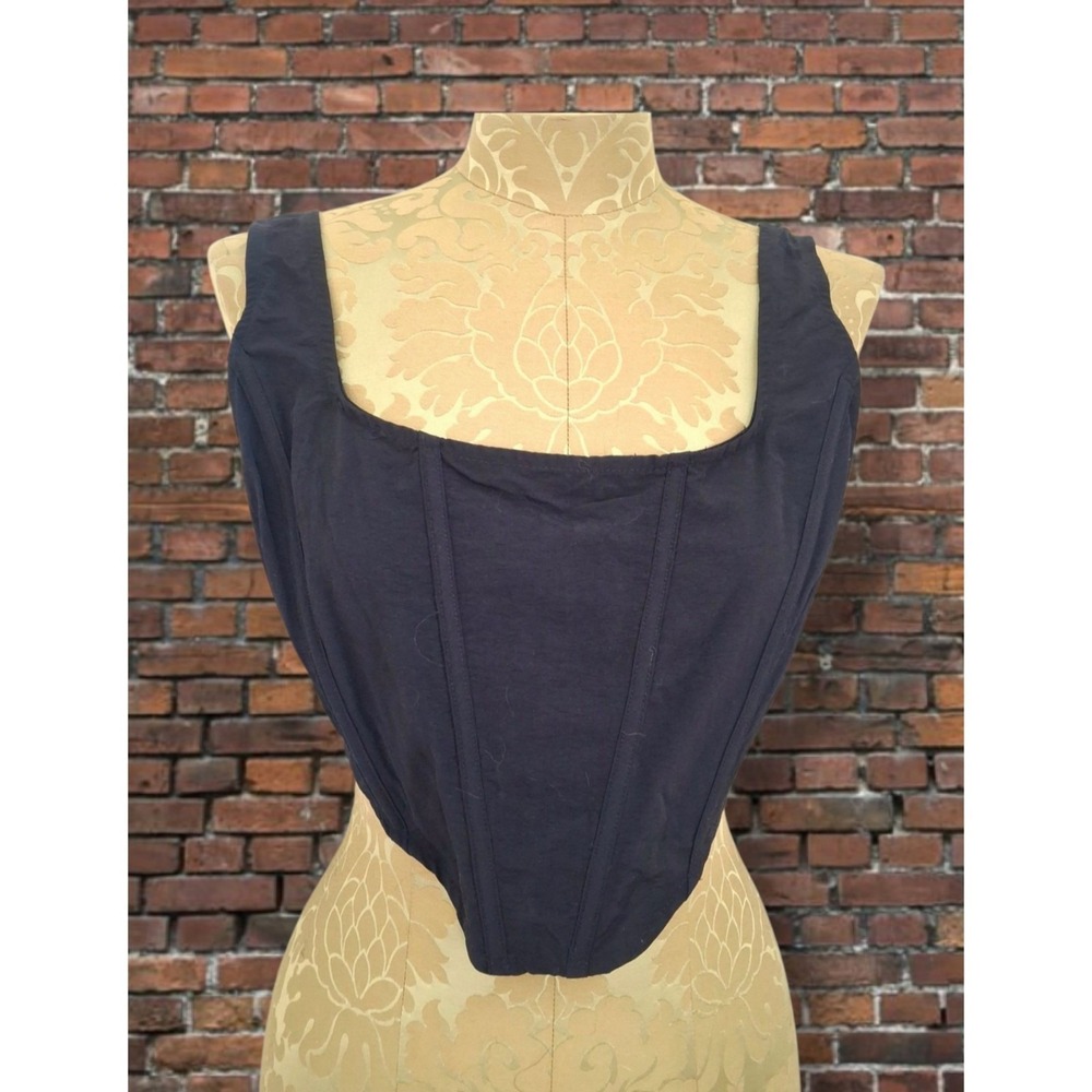 Cherry Mellow Gothic Black Nylon Corset Boustier Crop Top Size Medium